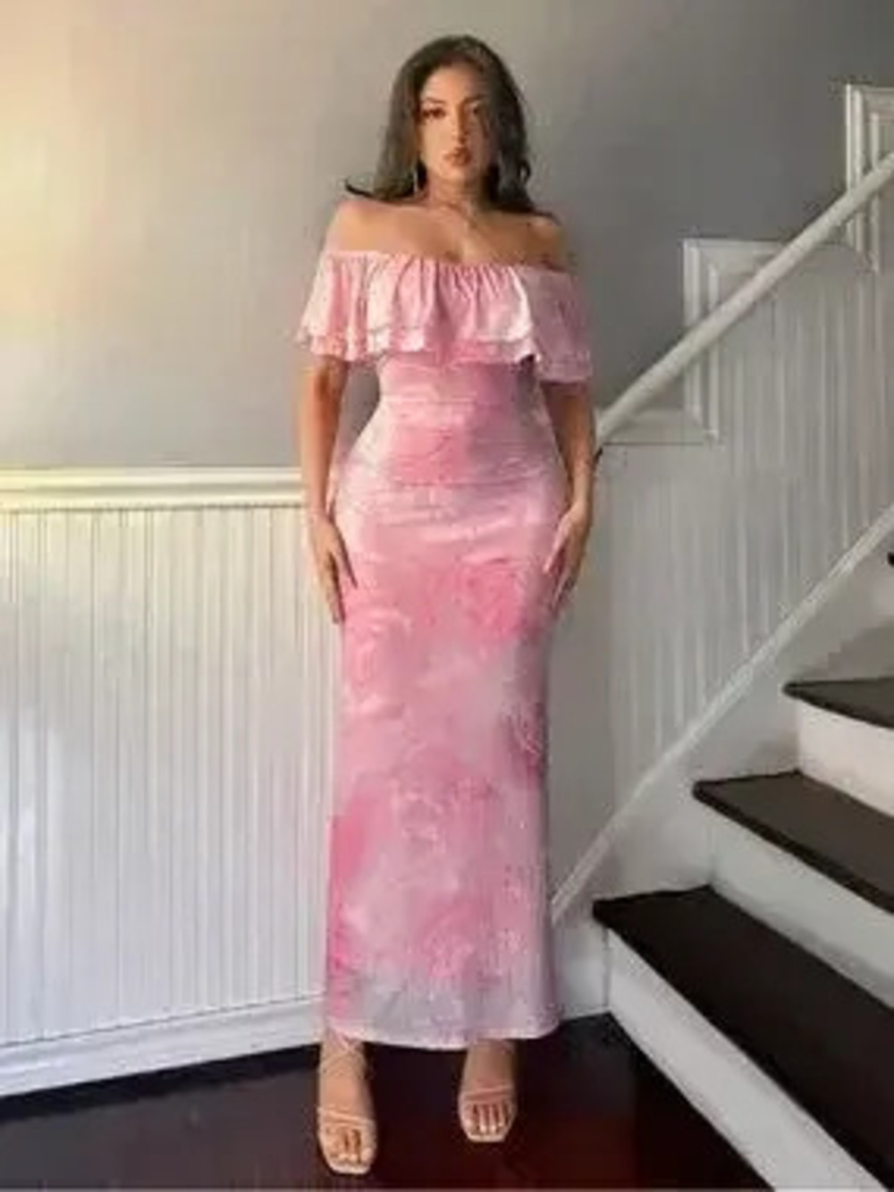 Layered Ruffled Off-Shoulder Dress - Picture 4 of 5